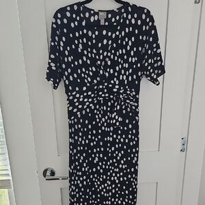 ASOS Black and White Ruched Midi Dress Size 8